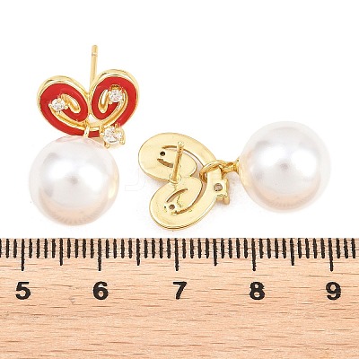 Valentine's Day Brass Clear Cubic Zirconia Dangle Stud Earrings EJEW-Z164-07G-1