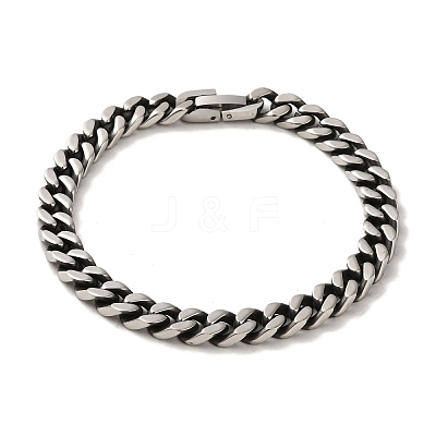 304 Stainless Steel Cuban Link Chain Bracelets for Women Men BJEW-Q341-15D-AS-1