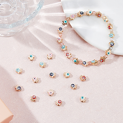 150Pcs 5 Colors Alloy Enamel Beads ENAM-HS0001-04-1