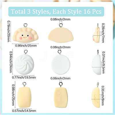 48Pcs 3 Styles Opaque Resin Pendants CRES-SC0003-10-1