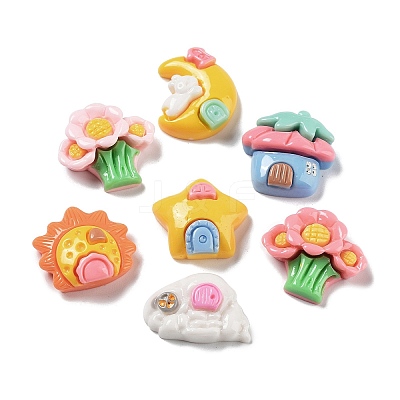 Opaque Resin Cabochons RESI-G084-03-1