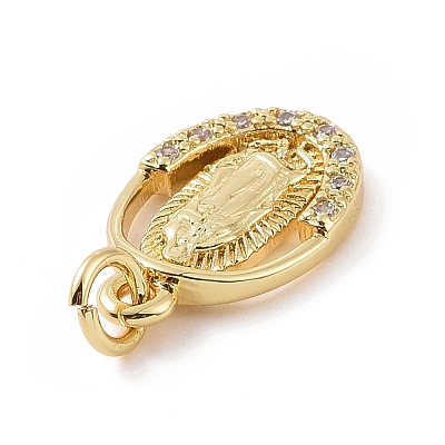 Brass Micro Pave Cubic Zirconia Pendants KK-C012-10G-1