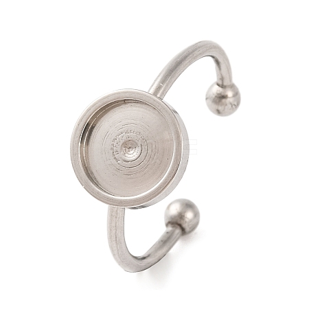 Non-Tarnish 304 Stainless Steel Open Cuff Ring Components X-STAS-S134-01P-03-1