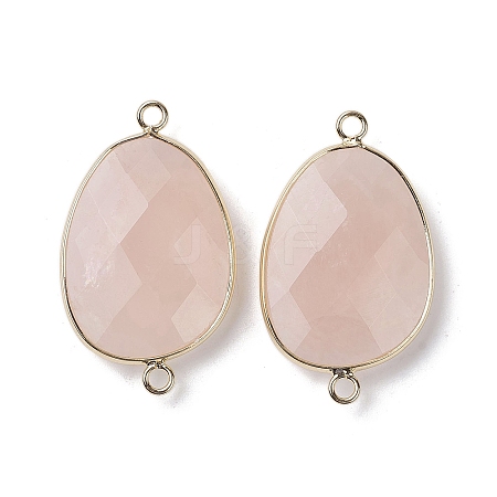 Natural Rose Quartz Connector Charms G-C110-02D-KCG-1