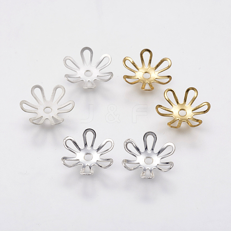 6-Petal Brass Bead Caps KK-F739-15-1