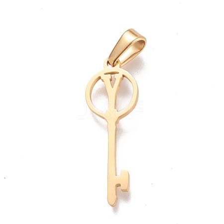 304 Stainless Steel Initial Pendants STAS-D019-09Y-G-1
