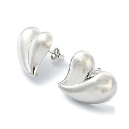 Rack Plating Brass Heart Stud Earrings for Valentine's Day EJEW-Q780-06P-1