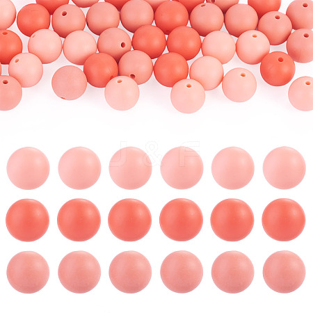 45Pcs 3 Colors Round Silicone Focal Beads SIL-TAD0001-01H-1