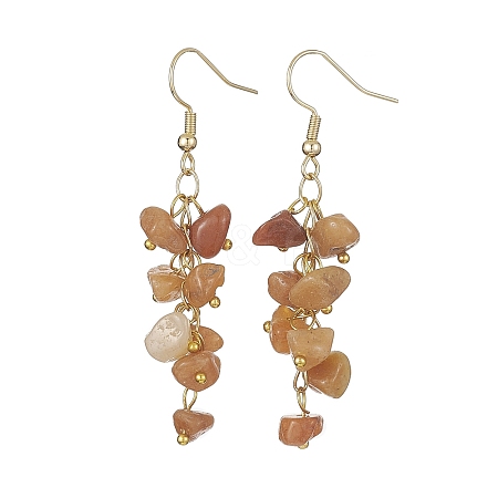 Natural Red Aventurine Chips Dangle Earrings EJEW-JE05266-06-1