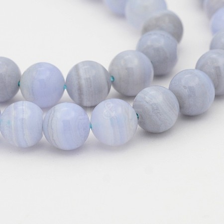 Natural Blue Lace Agate Round Bead Strands G-P070-15-4mm-1