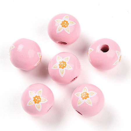 Easter Theme Printed Wood Beads WOOD-T032-22U-1
