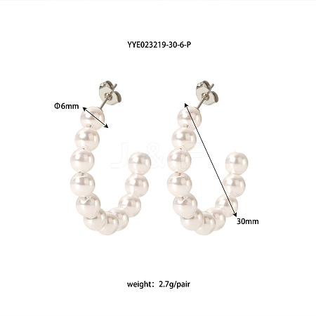 Stylish Stainless Steel C-shaped Stud Earrings ON1338-6-1