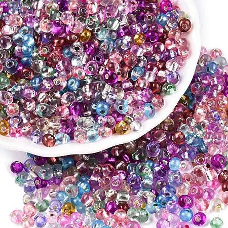 6/0 Baking Paint Transparent Glass Seed Beads SEED-N006-06-1