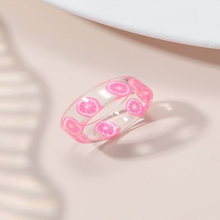 Summer Transparent Resin Fruit Pattern Finger Rings for Women WGF91BA-05-1