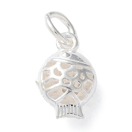 925 Sterling Silver Hollow Fish Charms with Jump Rings STER-E071-01S-03-1