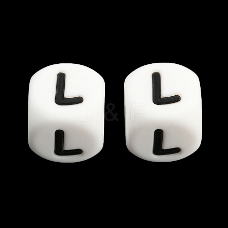 20Pcs White Cube Letter Silicone Beads 12x12x12mm Square Dice Alphabet Beads with 2mm Hole Spacer Loose Letter Beads for Bracelet Necklace Jewelry Making JX432L-1
