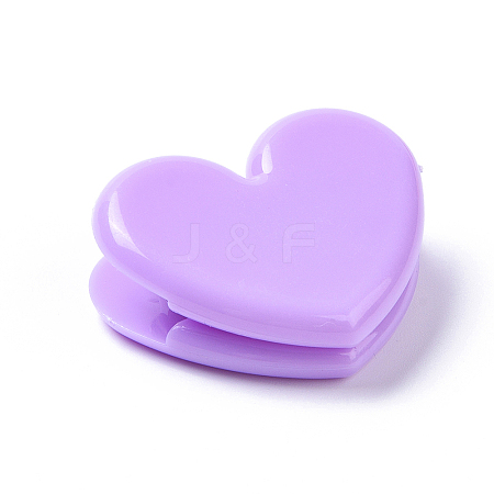  Jewelry Beads Findings Heart Shape Plastic Clips, for Office School Supplies, Lilac, 25~26x31~31.5x12~13mm