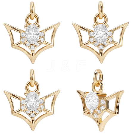 10Pcs Brass Micro Pave Cubic Zirconia Charms KK-BBC0015-42-1