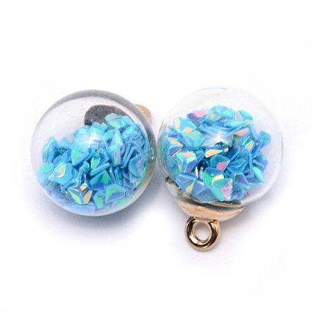 Transparent Glass Globe Pendants X-GLAA-WH0022-15I-1