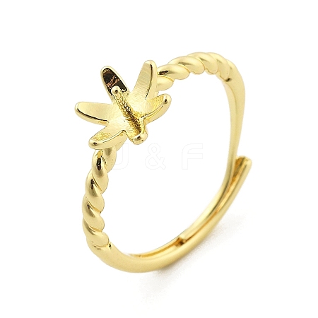 Flower Brass Adjustable Ring Settings LS-KK-G527-01D-G-1