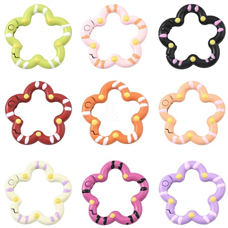 14Pcs Spray Painted Alloy Spring Gate Rings FIND-FS0004-57-1