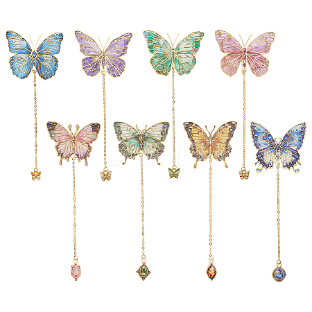 8Pcs 8 Styles Brass Bookmarks AJEW-FG0007-80-1
