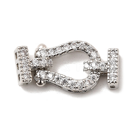 Brass Micro Pave Clear Cubic Zirconia Fold Over Clasps KK-C075-31P-1
