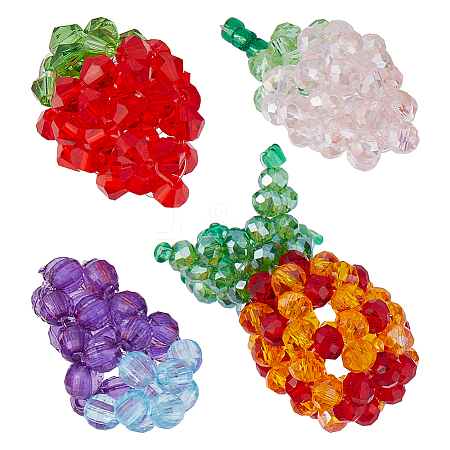 4Pcs 4 Styles Glass Woven Beads GLAA-FH0001-83-1