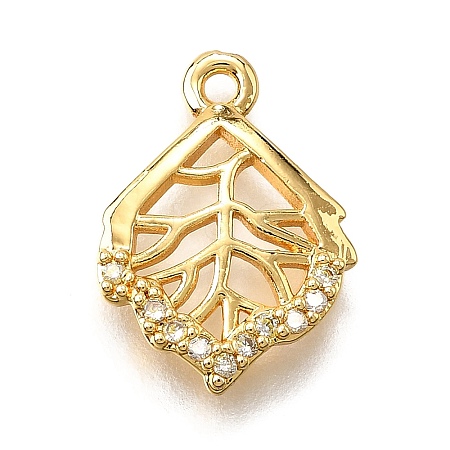 Brass Micro Pave Cubic Zirconia Pendants KK-D385-02G-04-1