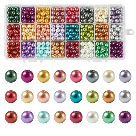 Glass Pearl Beads Strands HY-BT0001-01-1
