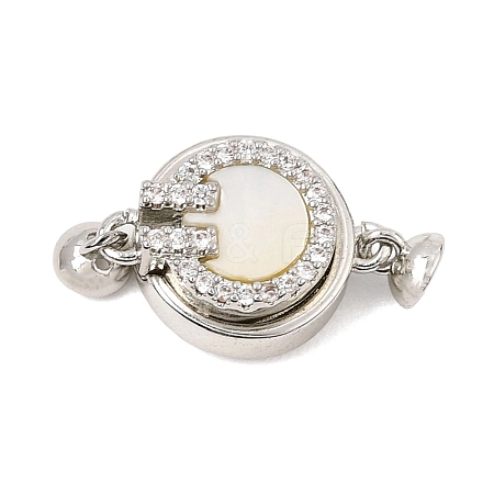 Brass Micro Pave Clear Cubic Zirconia Magnetic Clasps KK-C066-22P-1