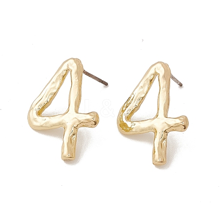 Brass Number Stud Earrings with 925 Sterling Silver Pins for Women LS-EJEW-A077-01D-1