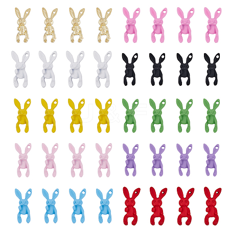 40pcs 10 Colors Spray Painted Alloy Charms MRMJ-HY0002-36-1