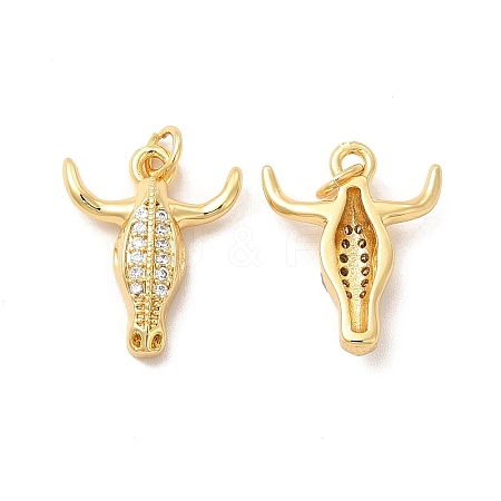 Rack Plating Brass Micro Pave Cubic Zirconia Pendants KK-B068-14G-1