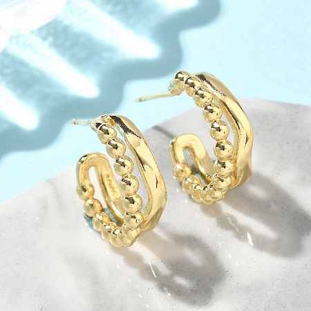 C-Shaped Brass Stud Earrings EJEW-A132-06G-1