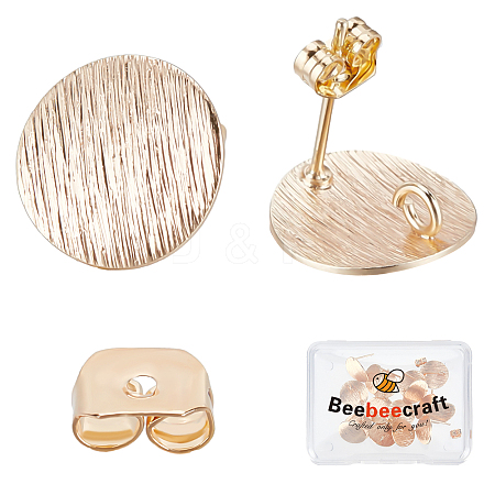 Beebeecraft 20Pcs Drawbench Brass Stud Earring Findings KK-BBC0005-34-1