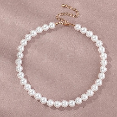 Plastic Imitation Pearl Round Beaded Necklaces for Women WGF0340-05-1