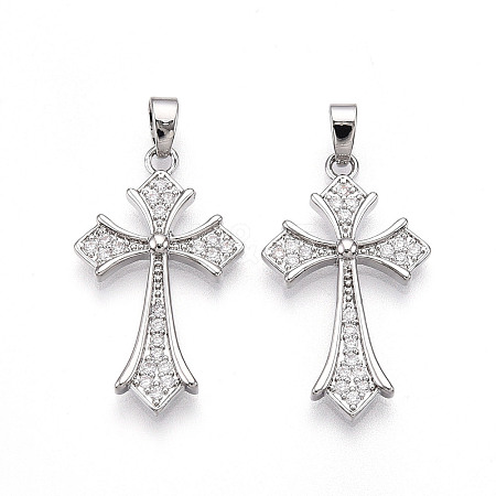Brass Micro Pave Cubic Zirconia Pendants KK-N257-31P-1