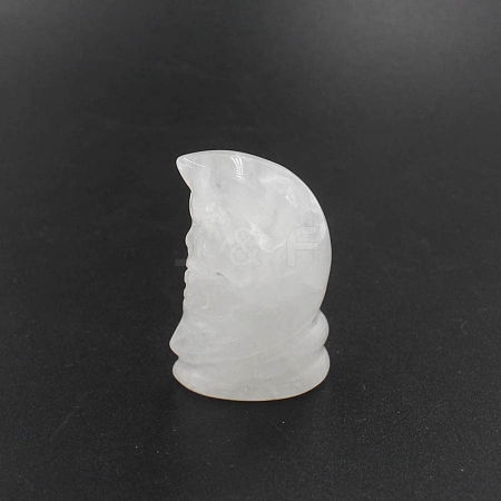 Natural Quartz Crystal Moon with Human Face Figurines Statues for Home Office Desktop Decoration PW-WG92128-11-1