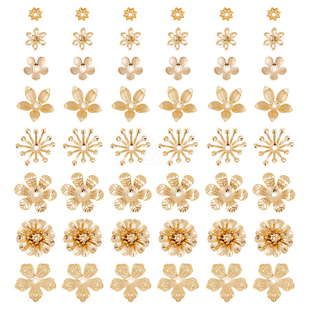 ARRICRAFT 64Pcs 8 Styles Brass Bead Caps KK-AR0003-57-1