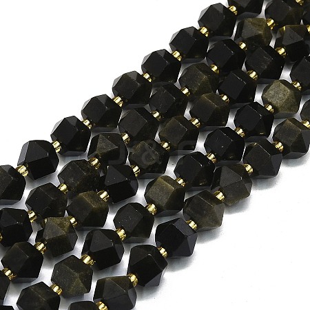 Natural Golden Sheen Obsidian Beads Strands G-I376-A51-01-1