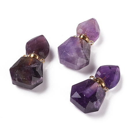 Hexagon Natural Amethyst Perfume Bottle Pendants G-H241-03A-G-1