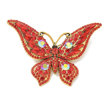 Butterfly Antique Golden Zinc Alloy Rhinestone Brooches JEWB-R051-01AG-02-1