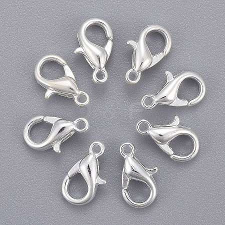 Silver Color Plated Zinc Alloy Lobster Claw Clasps X-E103-S-1
