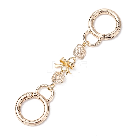 Rose Flower & Bowknot Brass Bag Extension Chains AJEW-BA00138-1