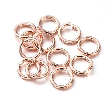 Eco-Friendly PVD Vacuum Plating & Long-Lasting Plated Brass Open Jump Rings KK-E663-4mm-RG-1