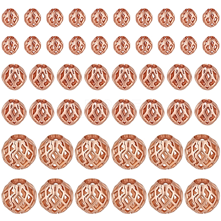 60Pcs 3 Styles Hollow Brass Beads KK-PH0015-09-1