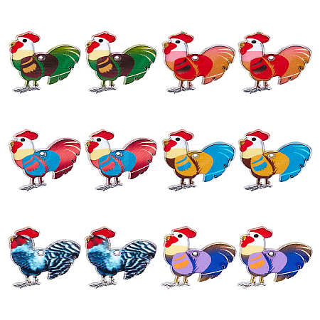 12Pcs 6 Colors Printed Alloy Pendants FIND-LP0001-45-1