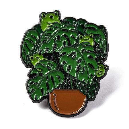 Green Plant Pot Enamel Pins JEWB-C035-01C-EB-1