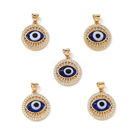 Lampwork Evil Eye Pendants with Clear Cubic Zirconia ZIRC-L102-11G-04-1